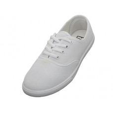 S324L-W - Wholesale Women's "EasyUSA" Comfortable Casual Canvas Lace Up Shoes ( *White Color ) *Available In Single Size